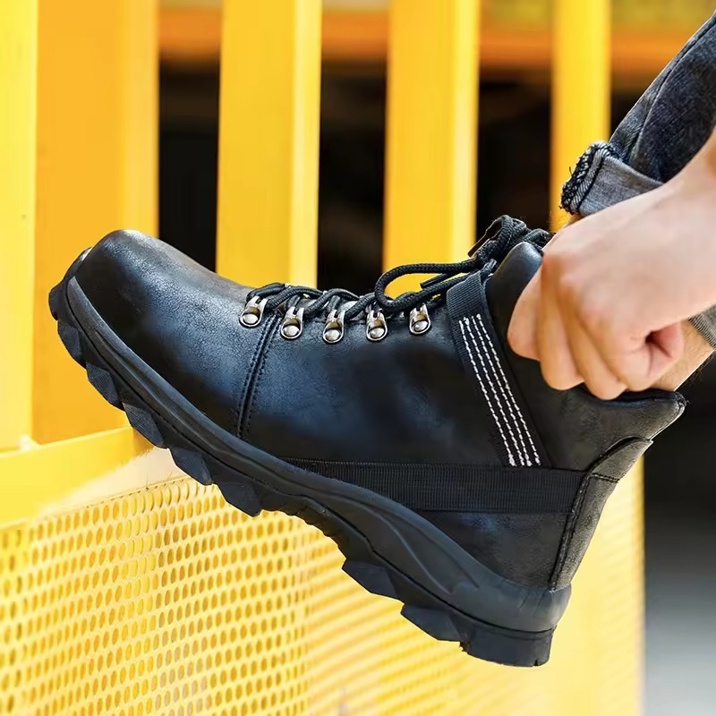 Wholesale High Quality Steel Toe Anti-smashing Indestructible Safety Shoes Water-proof Work Boots For Men