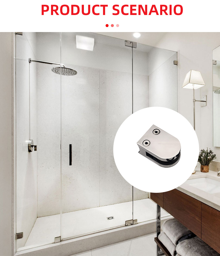 Stainless Steel Wall Mount Bathroom Shower Glass Clamp Square Corner Clip Heavy Duty