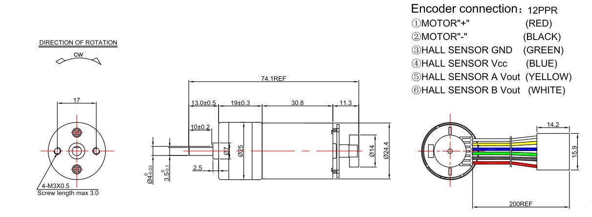 High Performance Electric Motor Encoder 25mm Spur Metal Gearbox For Robots