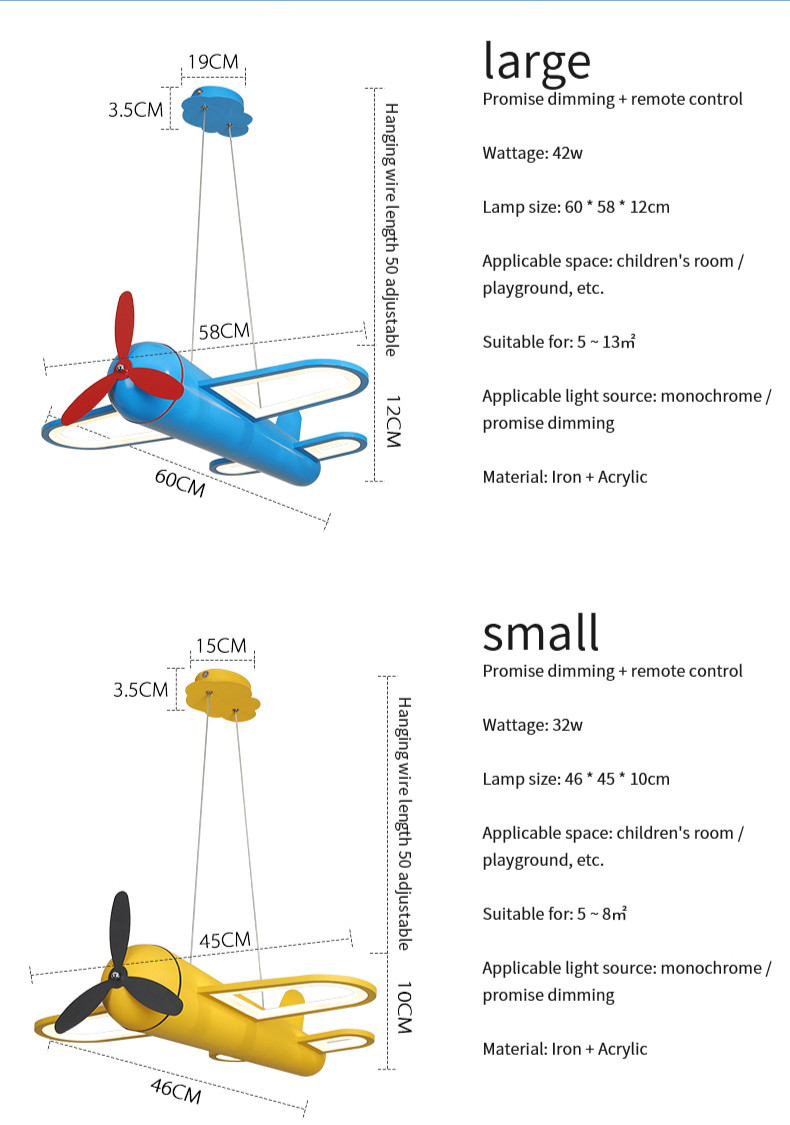 Children's Led Pendant Lamp Airplane Nordic Hanging kids room decoration boys(WH-MA-151)
