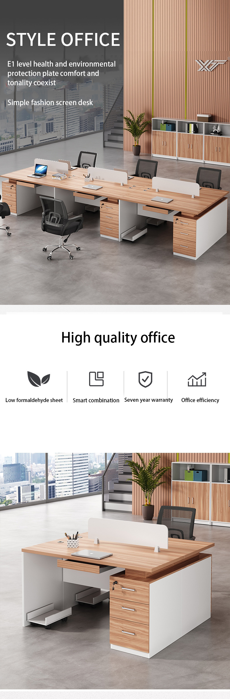 Desktop Computer Office Desk and Chair Combination for Simple Modern Writing Workstation