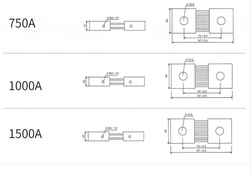 FL-19 75MV 100A 150A 200A 300A 400A 500A 600A 750A 1000A 1500A Flat plate shunt DC shunt for welding machine