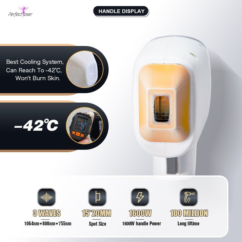 Alma Facial 808nm Diode Laser Hair Removal Machine 3 Wavelength 2 Handles