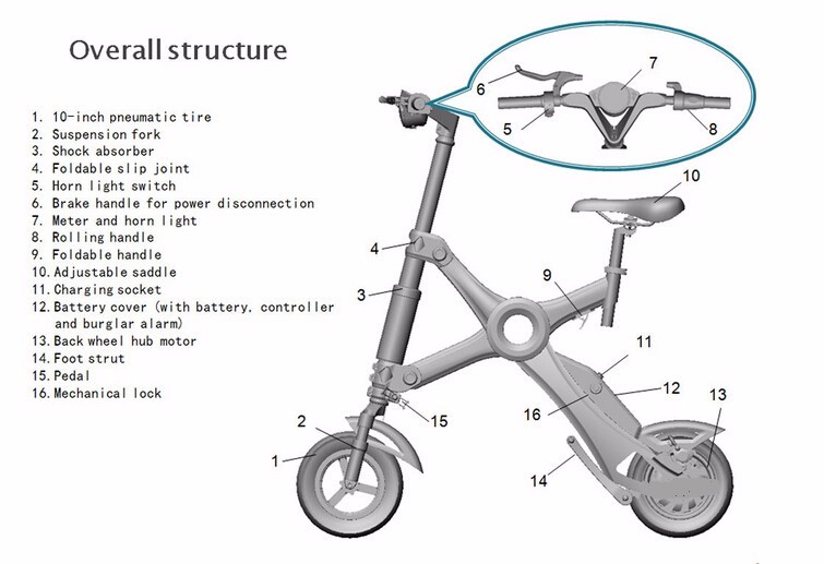 Adult Foldable Electric Scooter , folding electric bike with Pedal and Seat