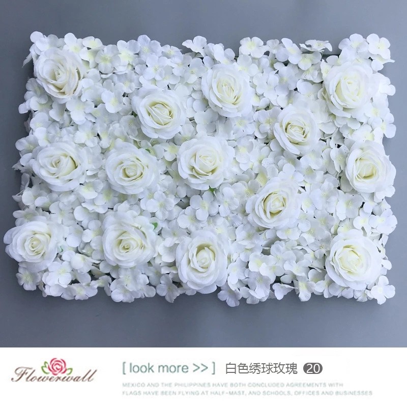 Real Touch Artificial Flower Panel Silk Rose Wall For Wedding Stage Decoration