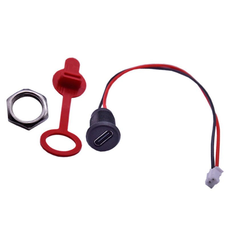 Waterproof Threaded Panel Mount USB Type C Female Connector Jack Wire Assembly with Screw