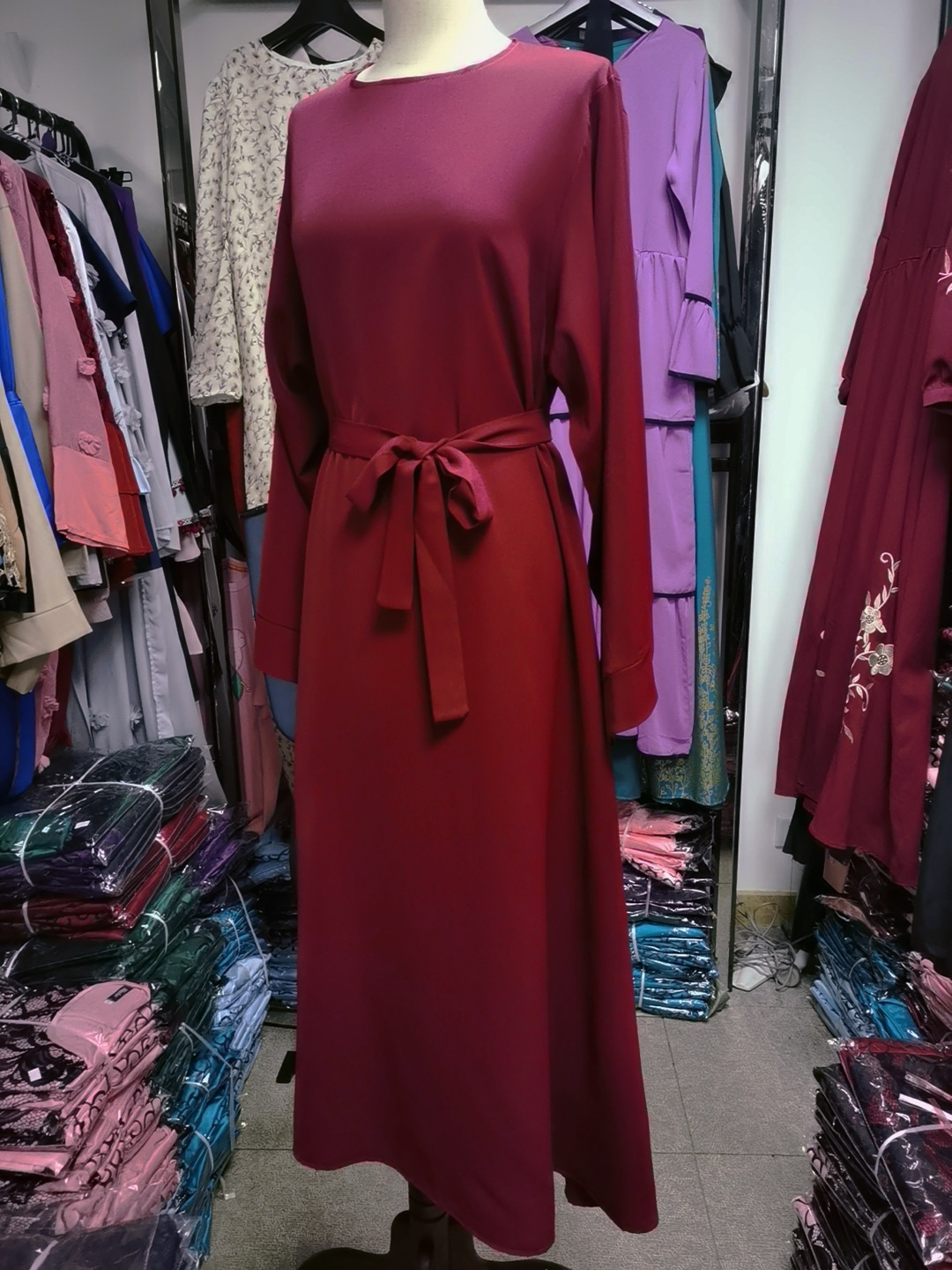 Women Clothes Middle East Abaya Muslim Solid Color Plus Size Muslim Long Dress
