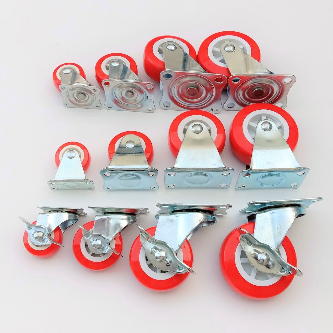 Light Duty 1inch to 3inch Furniture Plastic Red Swivel Caster Wheel