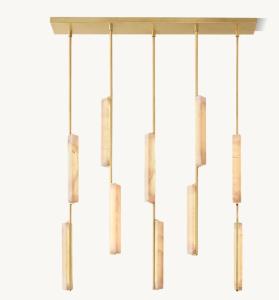Quality Modern Audubon Alabaster Linear Chandelier 54&quot; for Island for sale