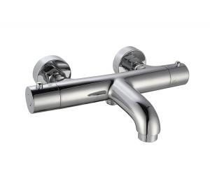 China Thermostaic Temperature Adjustable Bath Or Shower Spout Mixer Bathroom Chrome Color Brass Tap Faucet OEM Round Classical on sale