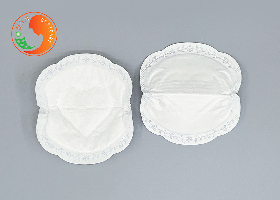 6 Layers Disposable Breast Pad Cellulose White Decorative Border Print LOGO