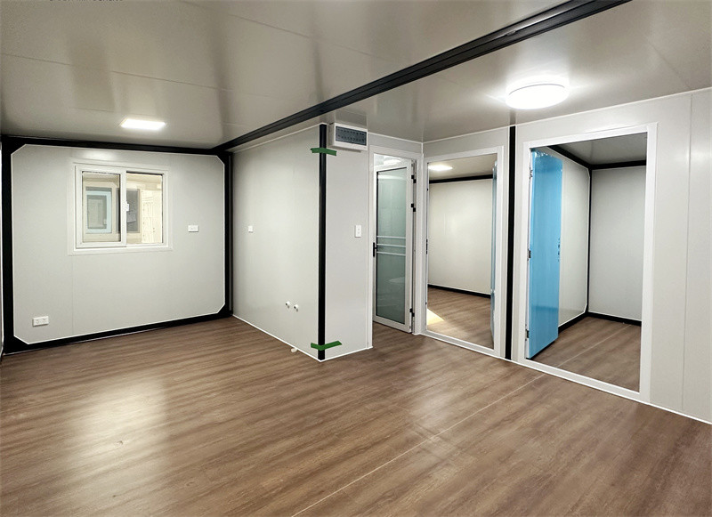 20ft brown expanded container house with glass curtain wall