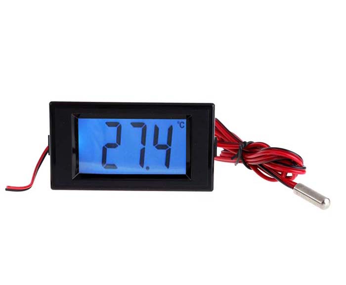 Digital Blue LCD Thermometer Temperature Panel Meter With Probe Sensor
