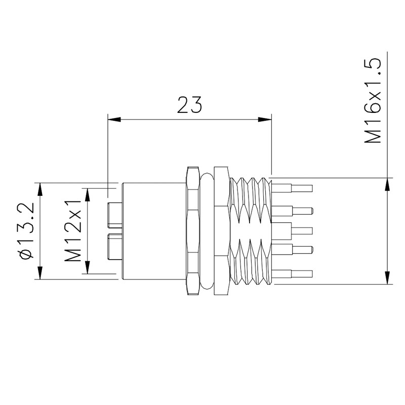 Industrial Right Angle Acoding D-Coded Panel Front Ip67 Circular Straight Sensor M12 PCB Angled Waterproof Connector