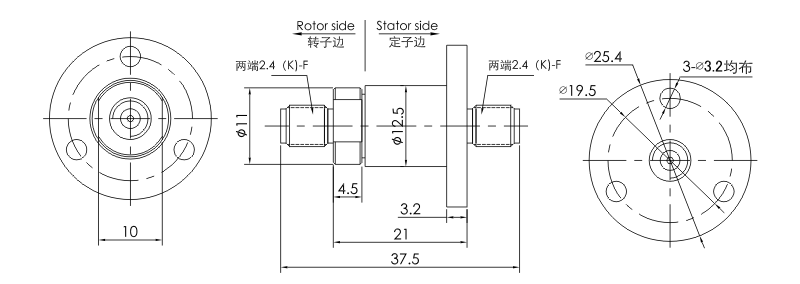 hf0150-12 series HF0150-12 Series Rf Rotary Joint Slip Ring slip ring Drawing 