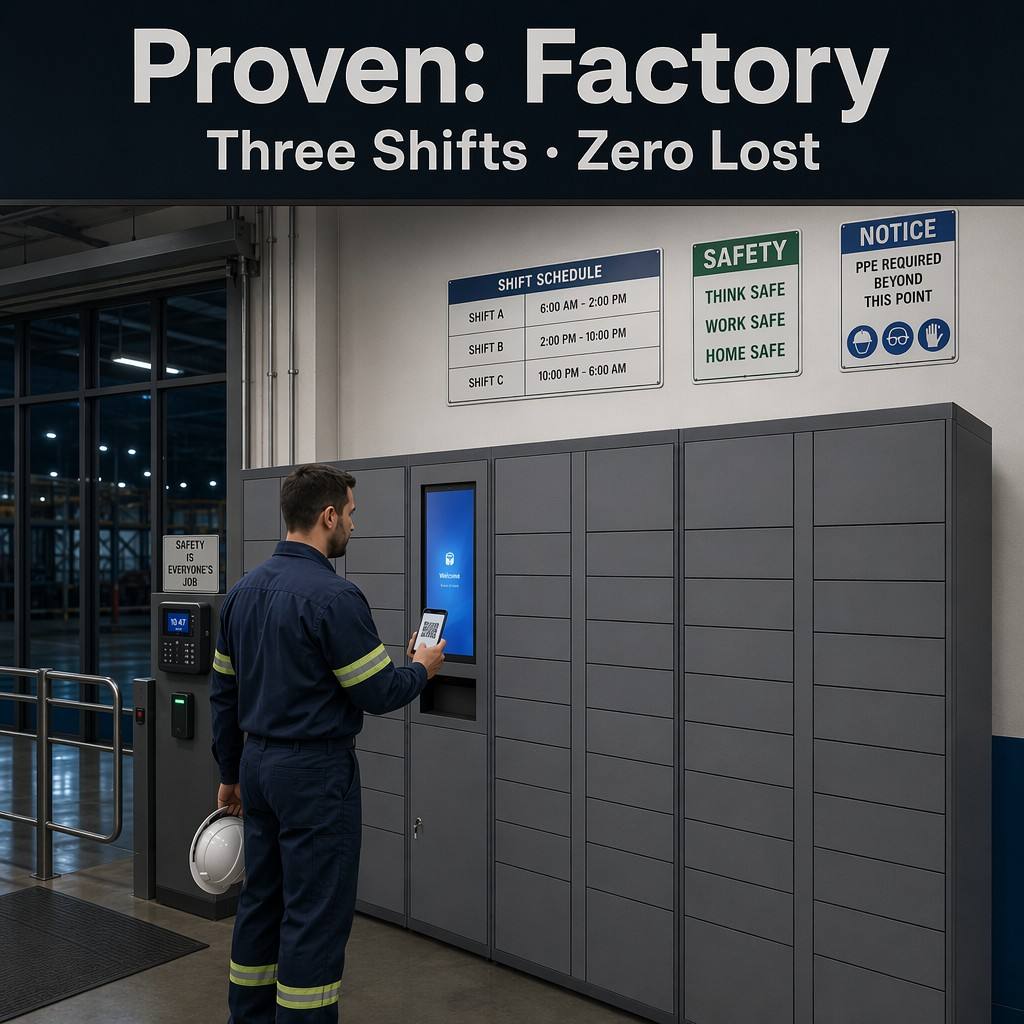Heavy Duty Smart Parcel Locker with Android OS and Cloud-based Remote Management for Factory Workers