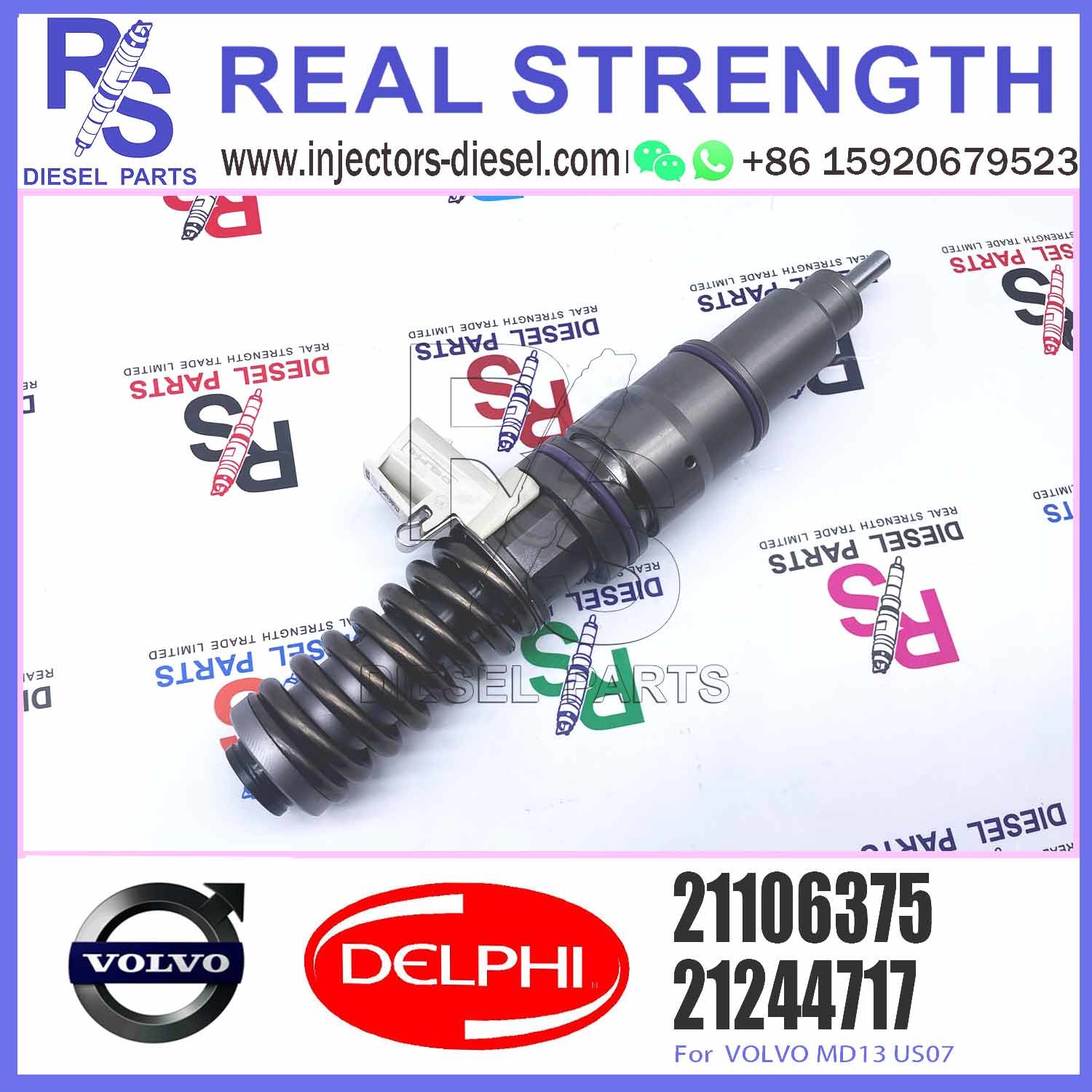 4 PINS Fuel Common Rail Injector 21106375 for V-O-L-V MD13 US07 with 10 MM BORE L280TBE