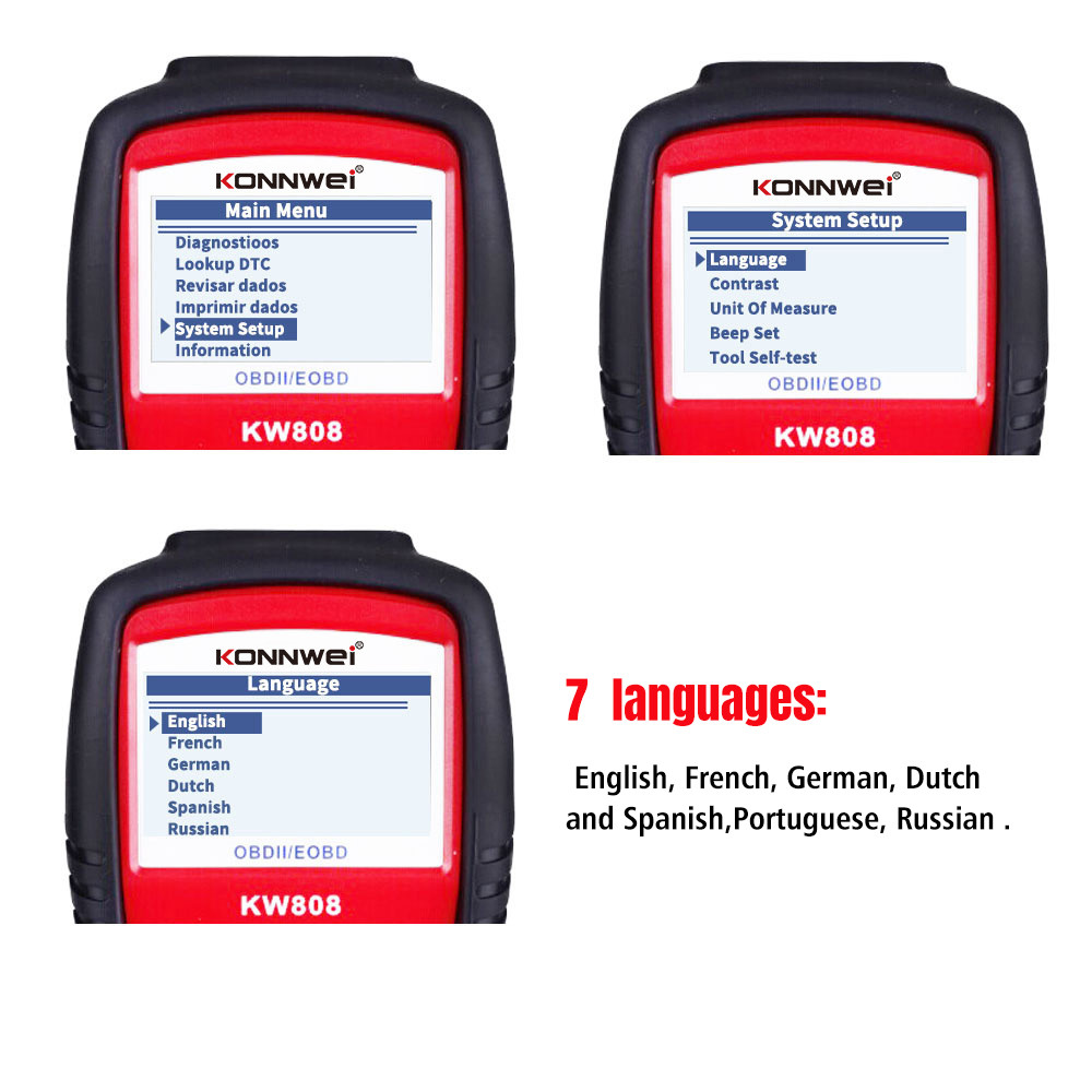 Multi - Functional Handheld Barcode Scanner Konnwei Kw808 Obd2 Diagnostic Scan Tool