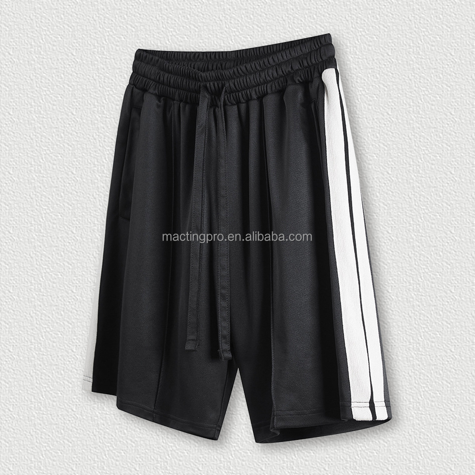 2024 Summer Men's Polyester Gym Running Side Striped Sweat Shorts in Basic Style