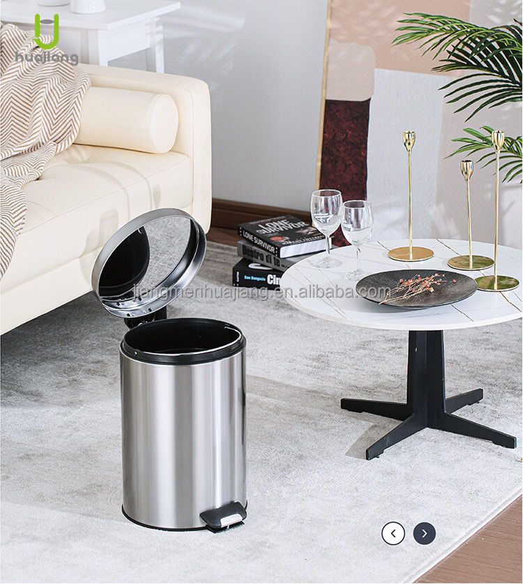 Kitchen Household Garbage Cans Sustainable 3L/5L/12L/20L/30L Standing Stainless Steel Dustbin with Soft Close and Foot Pedal