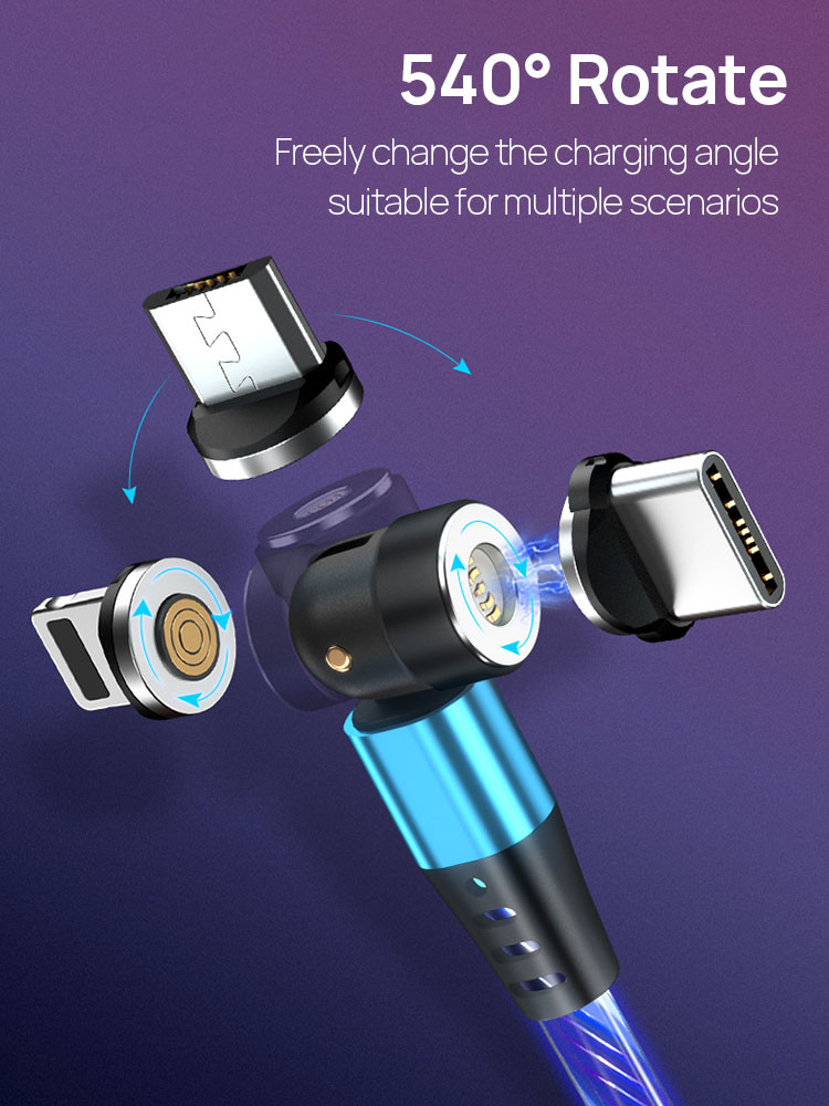 Focuses USB Type C Magnetic Cable 540 Degree Rotation USB C Magnetic Data Cable