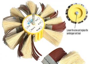 China Shaft Mounted Sisal Emery Cloth Bristle Polishing Brush Wheel For Wood Primer Sanding on sale