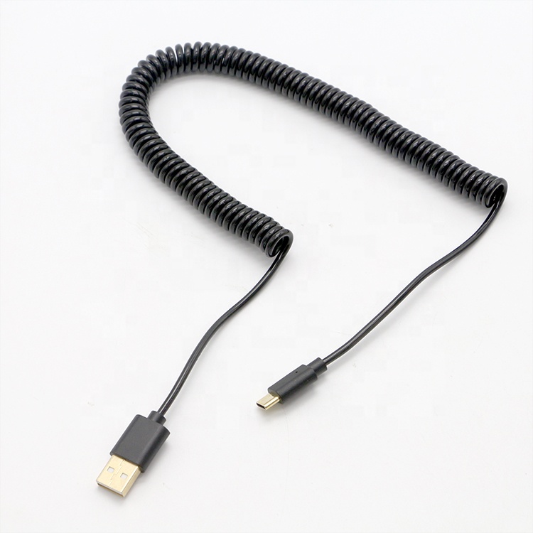 Custom 1M 2M 3M Fast Charging Spring Coiled Spiral USB Type C Cable