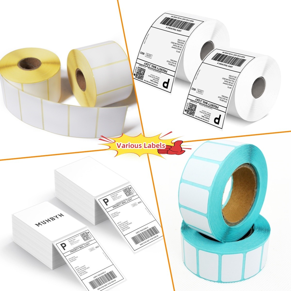 Weifang Made Printed Adhesive Direct Thermal Label Color Thermal Sticker Top Coated Thermal Sticker