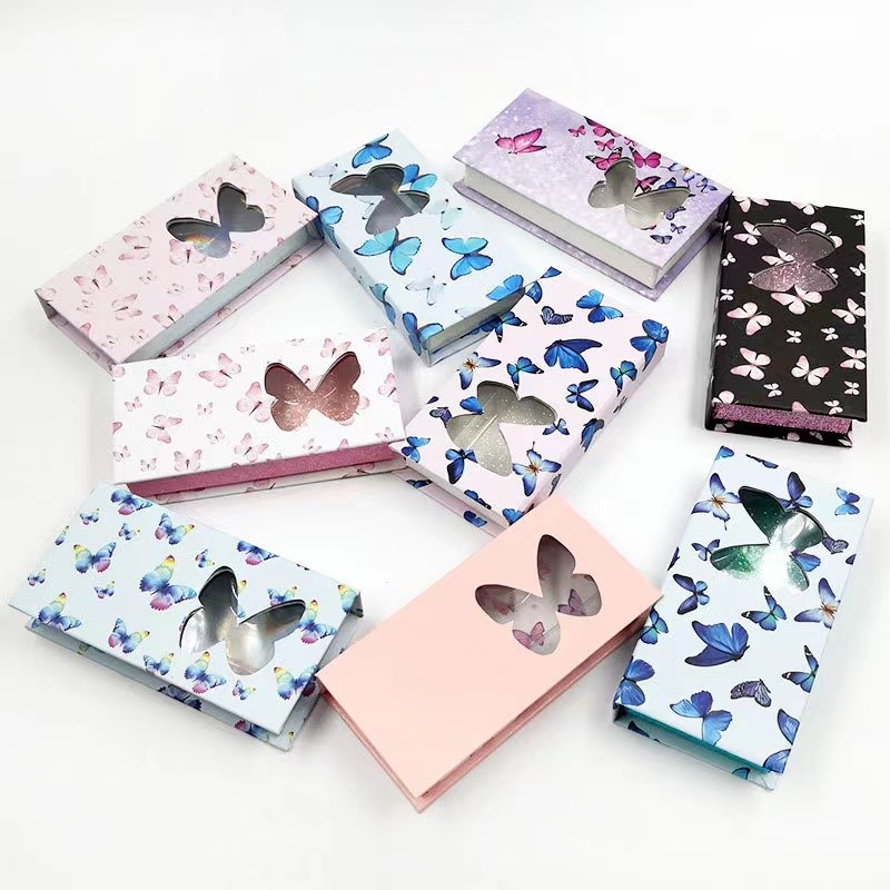 350g Logo Printed Paper Lash Boxes Custom Marble Glitter Eyelash Packaging