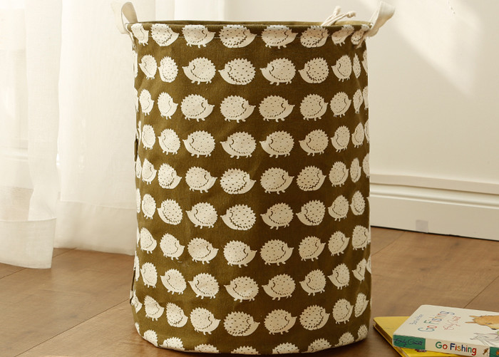 Puting Foldable washing laundry basket toy storage bag cotton lenon customized green gree laundry facility