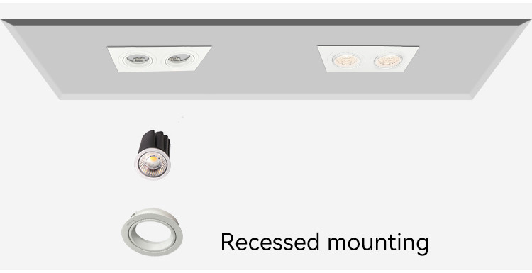 Dual-Head Square Recessed Spotlight 20° Tilt & Rotating Housing