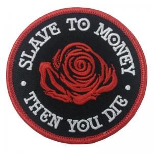 Quality Extremely Durable Custom Embroidered Patch Flower Biker Felt  Laser Cut Border for sale