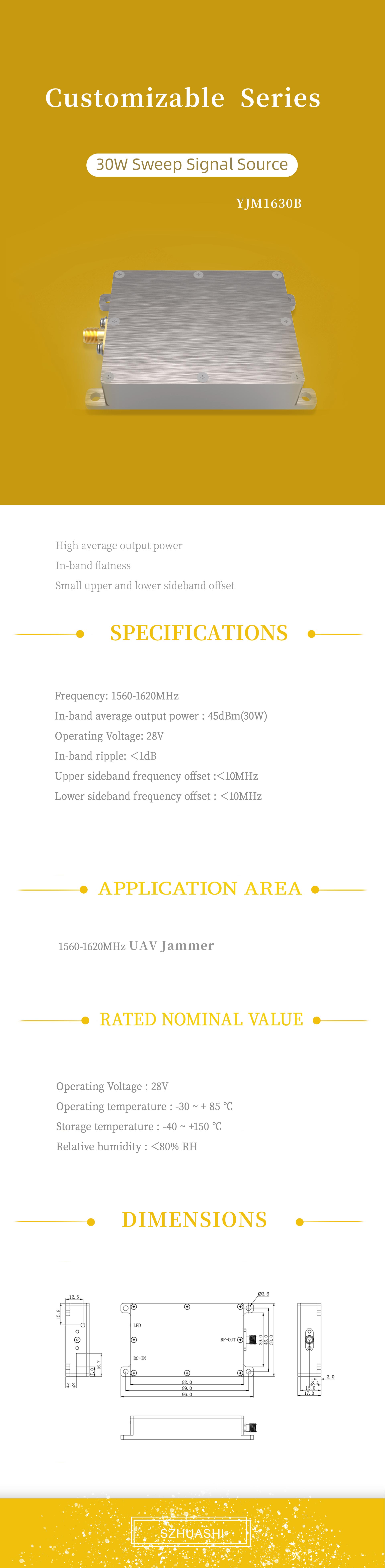 30W 1.6G Signal Jammer Module Signal Shield 1560-1620MHz Customizable Series