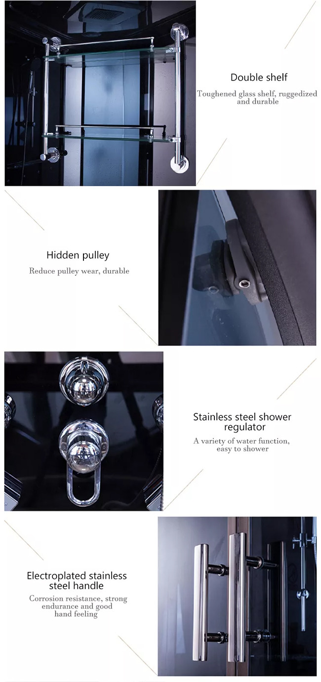 Tempered Glass Steam Shower Bathroom Luxury Surfing Whirlpool Massage With Jaucczi Bathtub