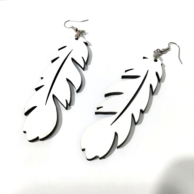 Wooden Feather Shape 8g/Pair Sublimation Earring