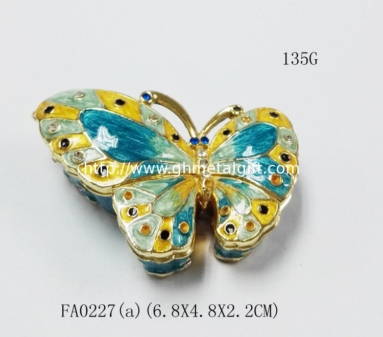Alloy jewelry metal box butterfly trinket box for promotion gift