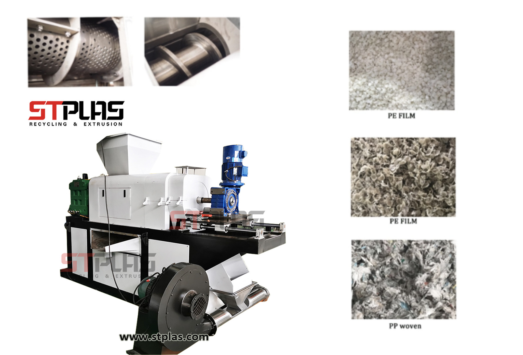 Staples 1000 Kg/H Screw Press Pe Film Recycling Machine