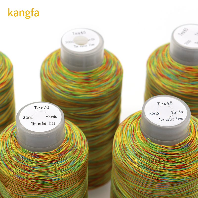 T45 Customized Multicolor 150D/3 250g High Tenacity Polyester Bonded Thread UV Protect