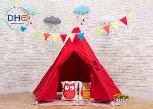 China 4 Walls Kids Pop Up Tent Durable Wooded Poles 100 Percentage Cotton With Window on sale
