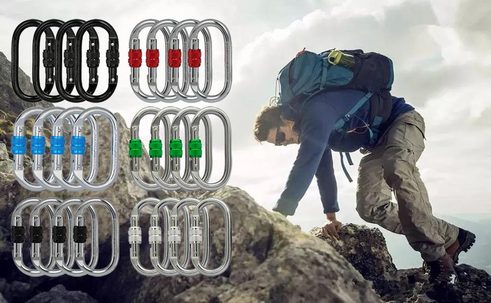 Blue Aluminum Carabiner Clip Heavy Industry Twist Lock for Rigging Camping Hammocks