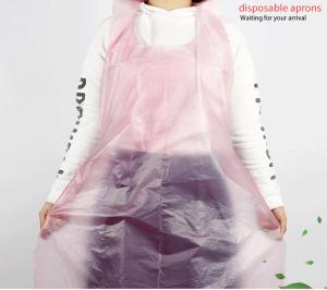Quality Household Kitchen Pink white Transparent PE Disposable Apron for sale