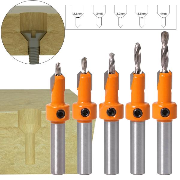 Wholesale 8 Shank Wood Countersink Router Drill Bit Woodworking Expanding Screw Hole Drilling Milling Cutter for Timber Plastic
