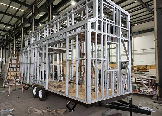 Austrilia Standard Light Steel Prefabricated Tiny House On Wheels With WPC Board Wall