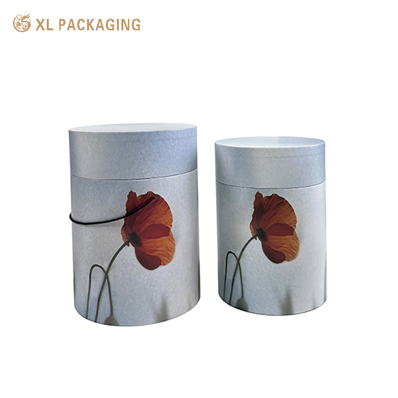 Cylinder Paper Packaging Tubes Cardboard Custom Round Gift Boxes With Handle Rope