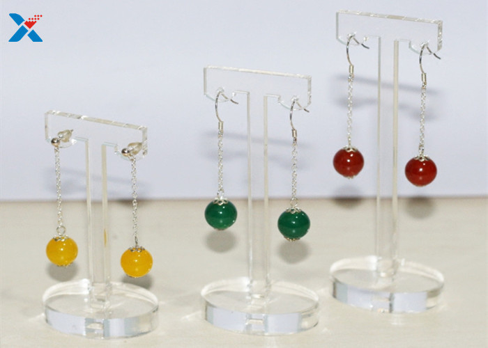 T Shaped Acrylic Display Rack Acrylic Earring Display Stand Non - Flammable