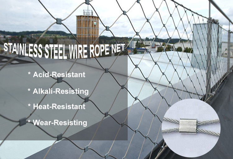 SS304 316 Stainless Steel Welded Wire Mesh Safety Flexible Ferrule Cable Wire Rope Net