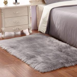 China Grey White Plush Faux Fur Rug Shag Area Rug Nursery Room Carpet Christ on sale
