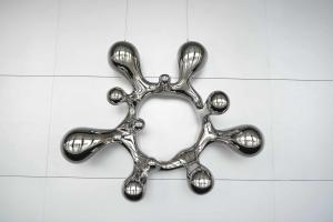 China Indoor Mirror Stainless Steel Sculpture Abstract Spray Water Metal Art Decoration on sale