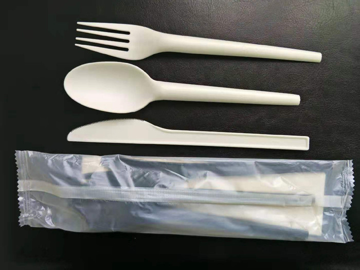 Compostable Wrapper Knife Fork Spoon Napkin CPLA Cutlery