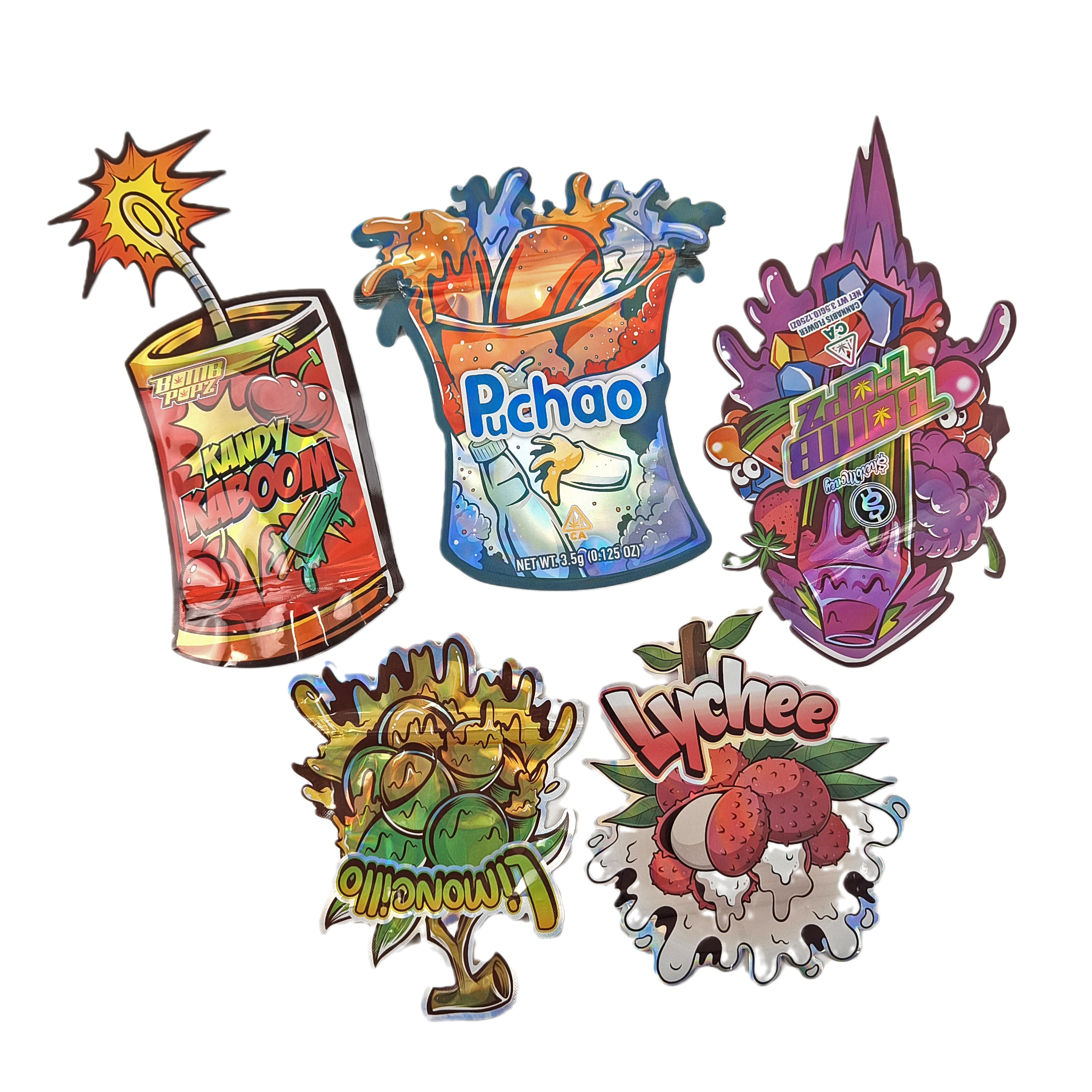 Digital Printing Bag 3.5G 1LB Soft Touch Holographic Pouch High Barrier Smell Proof Child Proof Zipper Stand Up Bags